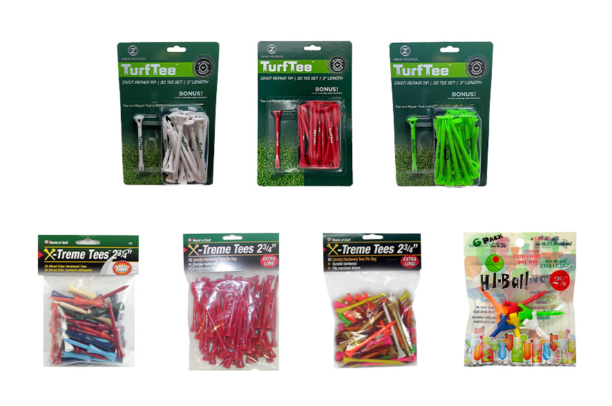 Six Packs of Various Golf Tees